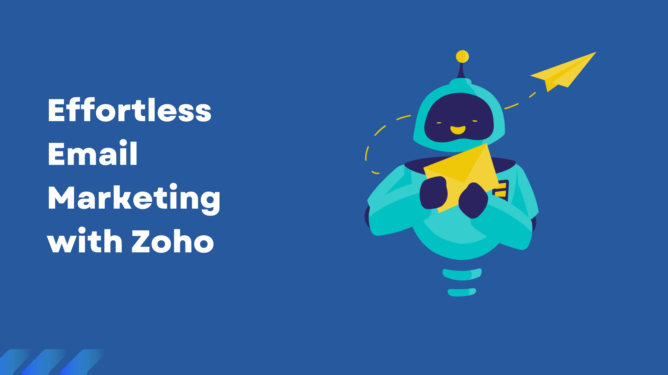 automate-email-marketing-zoho-campaigns A robot sending emails automatically, representing the automation features of Zoho Campaigns
